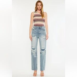 Trendy Distressed Blue Jeans